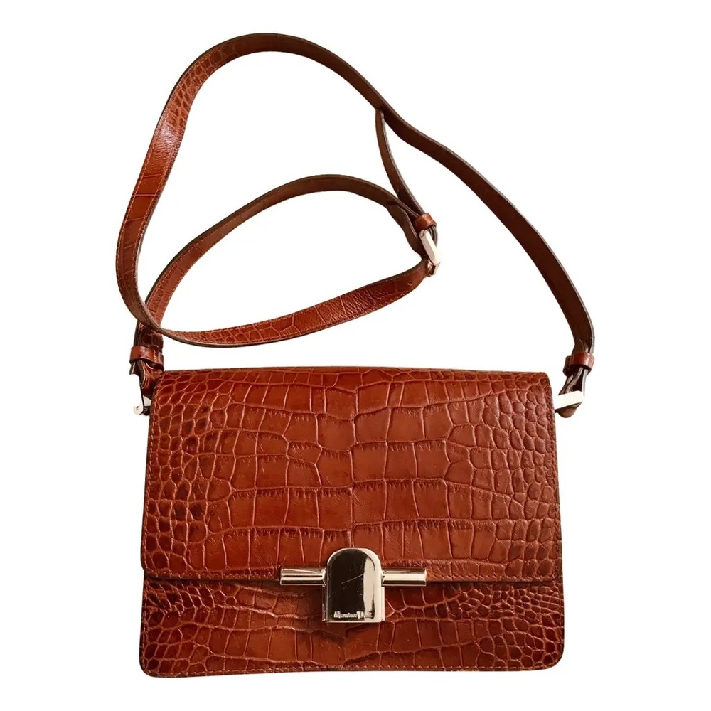 Massimo Dutti Brown Crocodile Pattern Shoulder Bag